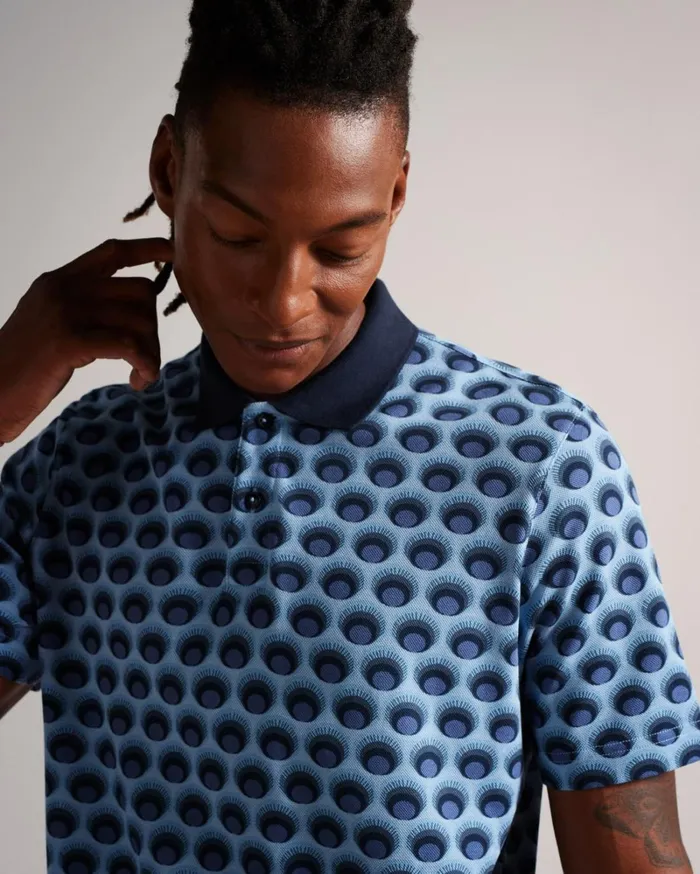 All Over Printed Ombre Spot Polo Shirt Light Blue Men Ted Baker Tops All Over Printed Ombre Spot Polo Shirt Light Blue Men Ted Baker Tops