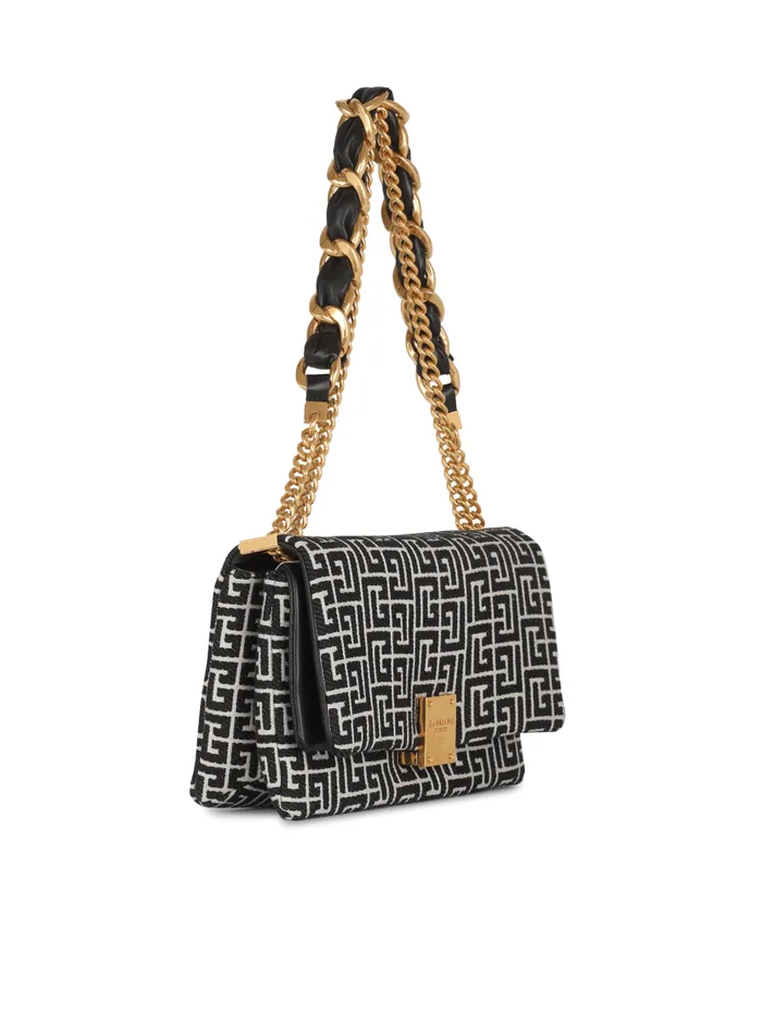 Balmain Crossbody Bags Women 1945 Soft Bag With Jacquard Monogram Black