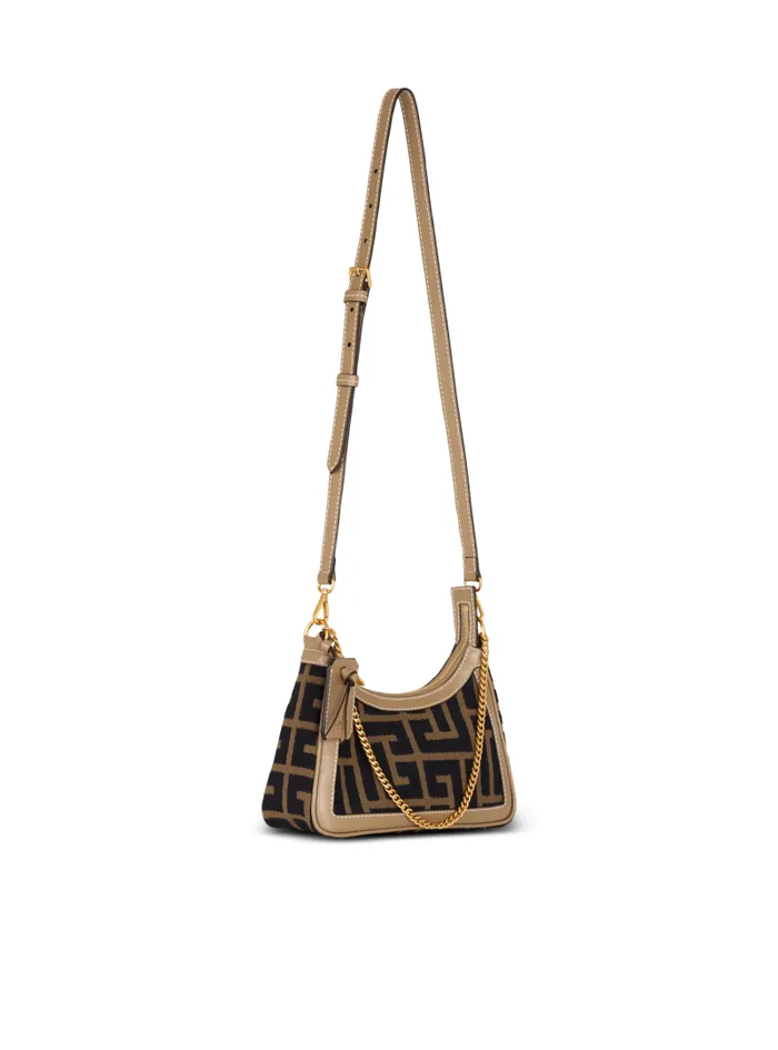 Balmain Crossbody Bags Women BArmy Shoulder Bag In PB Labyrinth Jacquard Black
