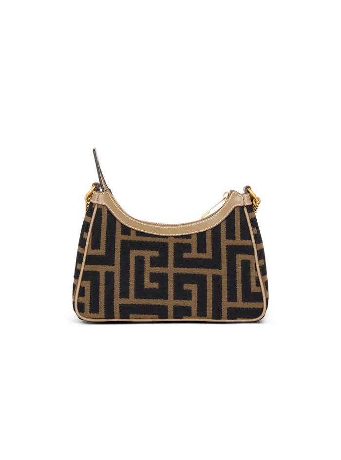 Balmain Crossbody Bags Women BArmy Shoulder Bag In PB Labyrinth Jacquard Black