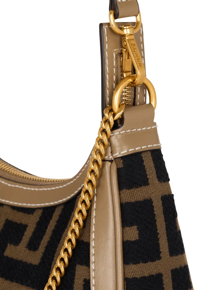 Balmain Crossbody Bags Women BArmy Shoulder Bag In PB Labyrinth Jacquard Black