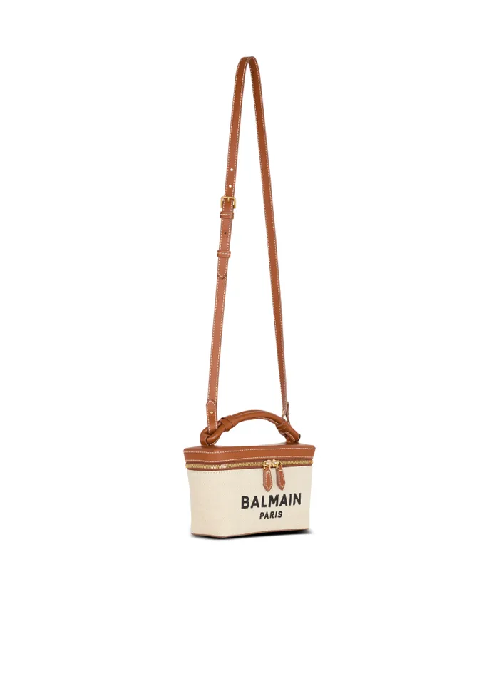 Balmain Crossbody Bags Women BArmy Vanity Case In Canvas And Leather Beige