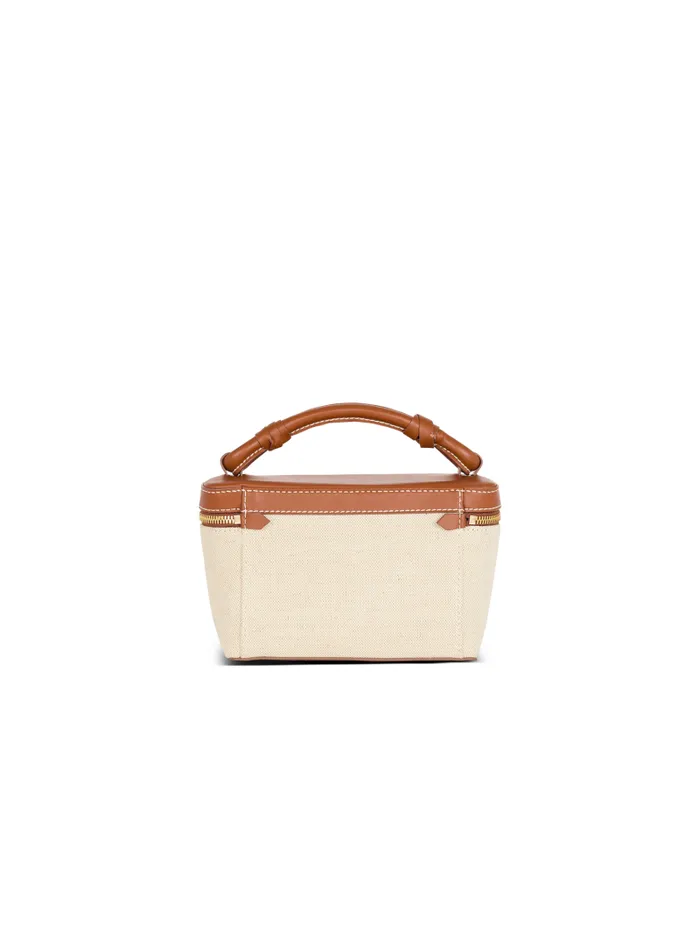 Balmain Crossbody Bags Women BArmy Vanity Case In Canvas And Leather Beige
