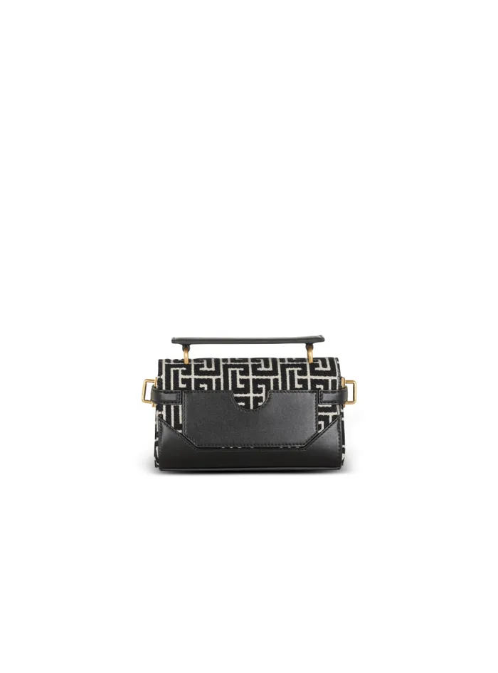 Balmain Crossbody Bags Women BBuzz 19 Leather Bag With Jacquard Monogram Black