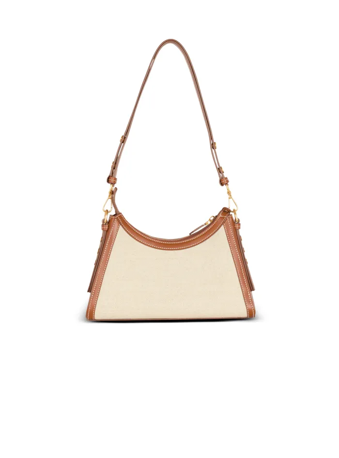 Balmain Crossbody Bags Women BBuzz Hobo Bag In Leather And Canvas Beige
