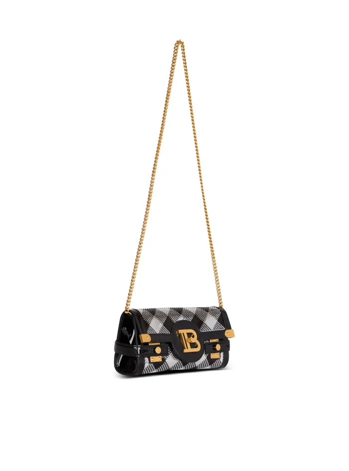 Balmain Crossbody Bags Women BBuzz Pouch 23 With Gingham Sequins And Patent Leather Black
