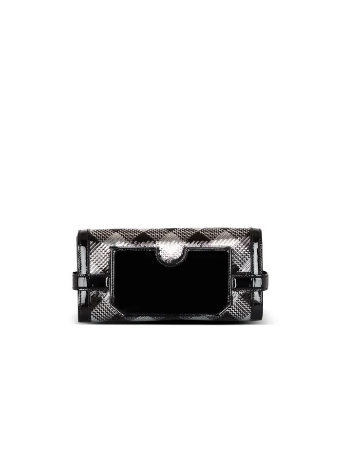 Balmain Crossbody Bags Women BBuzz Pouch 23 With Gingham Sequins And Patent Leather Black