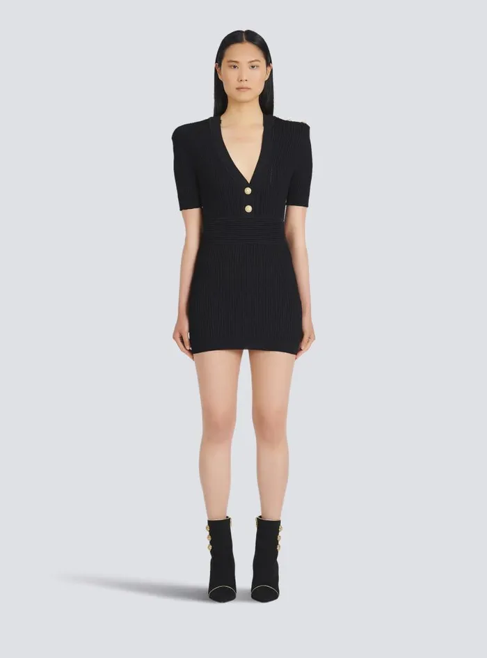 Balmain Dresses Women Short Ecodesigned Knit Dress Black