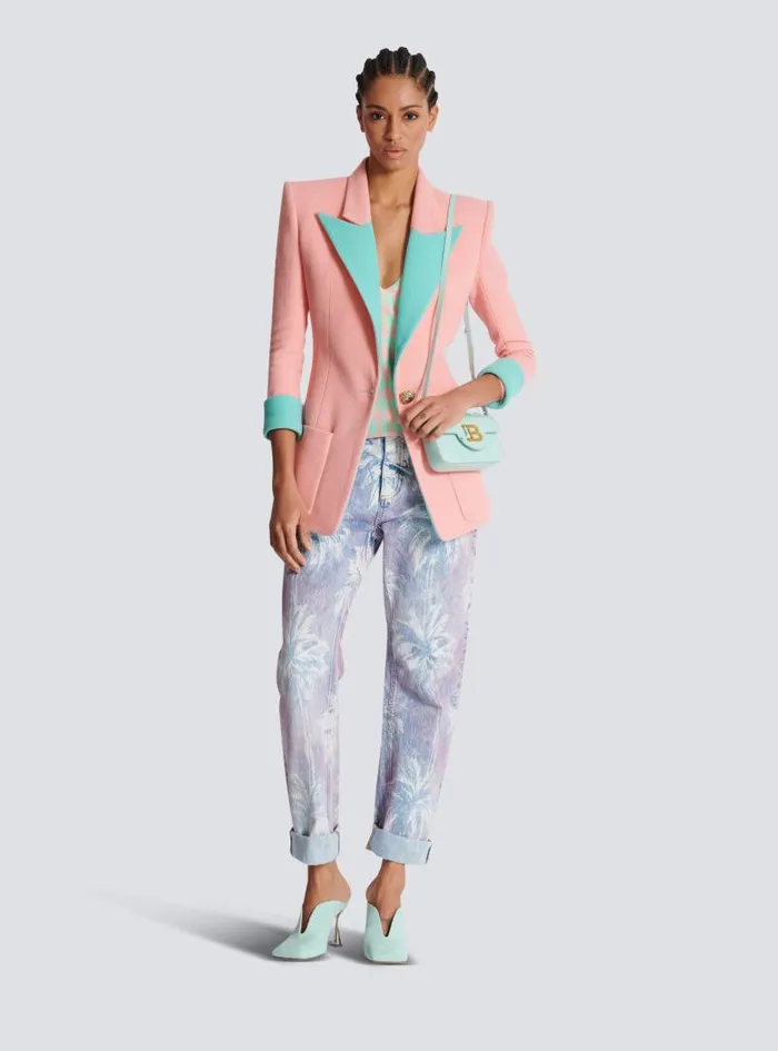Balmain Jackets And Blazers Women 1button Double Crepe Twotone Jacket Pink Balmain Jackets And Blazers Women 1button Double Crepe Twotone Jacket Pink