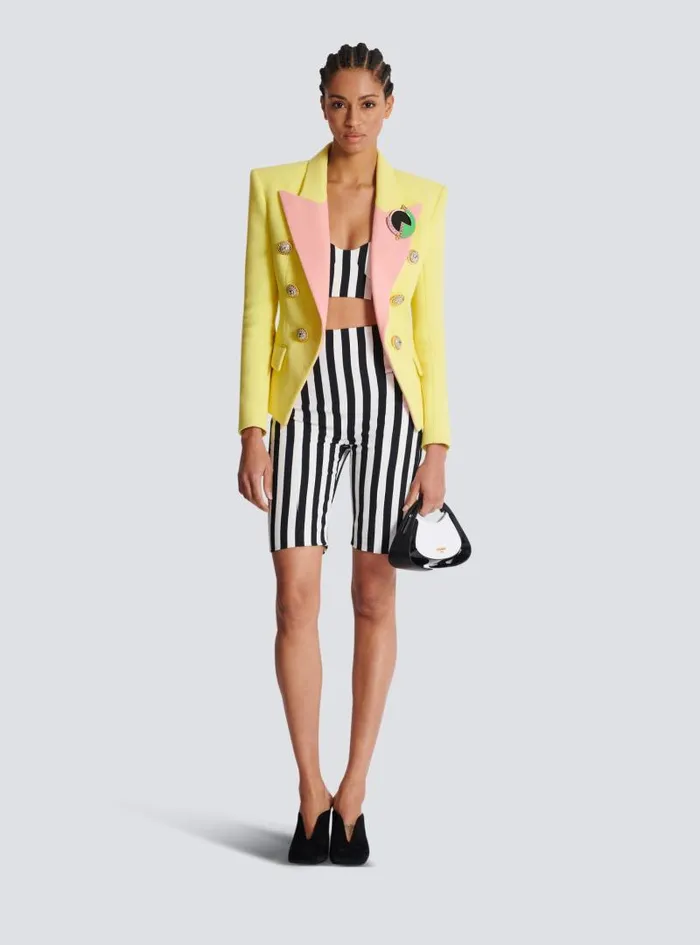 Balmain Jackets And Blazers Women 6button Double Crepe Twotone Jacket Yellow Balmain Jackets And Blazers Women 6button Double Crepe Twotone Jacket Yellow