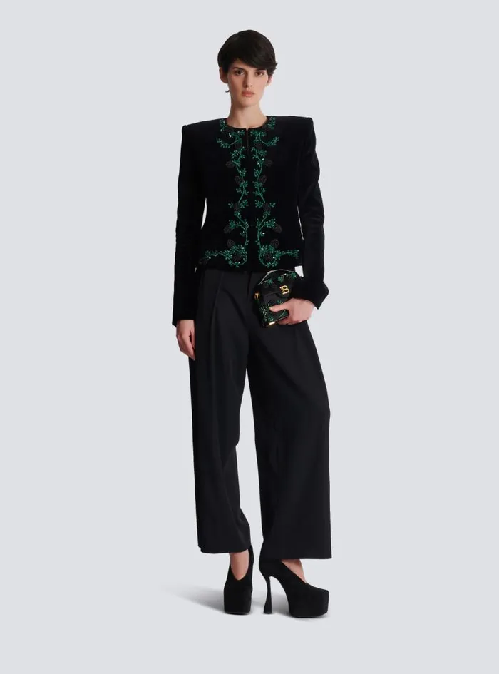 Balmain Jackets And Blazers Women Blackberry Embroidered Velvet Jacket Black Balmain Jackets And Blazers Women Blackberry Embroidered Velvet Jacket Black