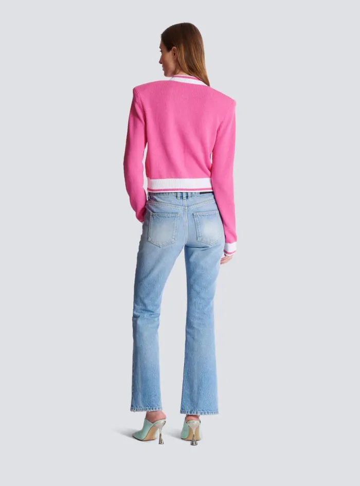 Balmain Knitwear Women Signature Knit Cardigan Pink