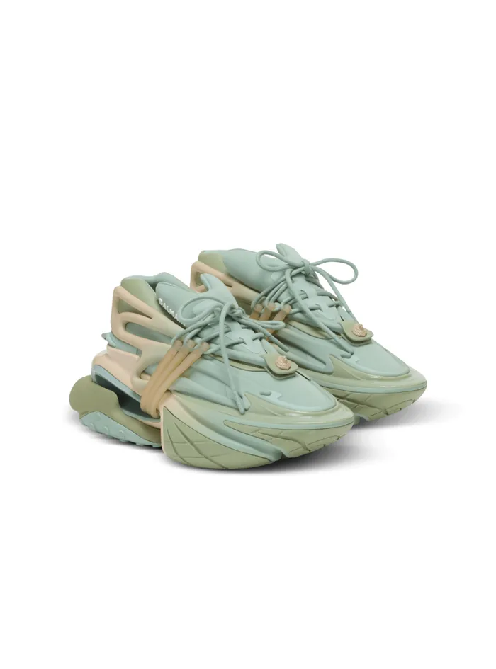 Balmain Sneakers Women Unicorn Trainers In Neoprene And Calfskin Green