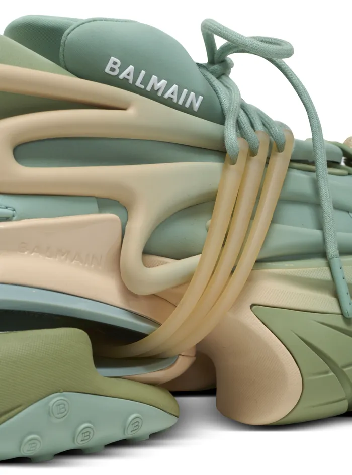 Balmain Sneakers Women Unicorn Trainers In Neoprene And Calfskin Green
