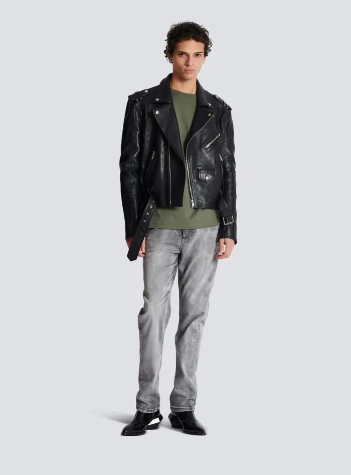 Balmain Sportswear Men Loose Tshirt With Signature Embroidery Khaki