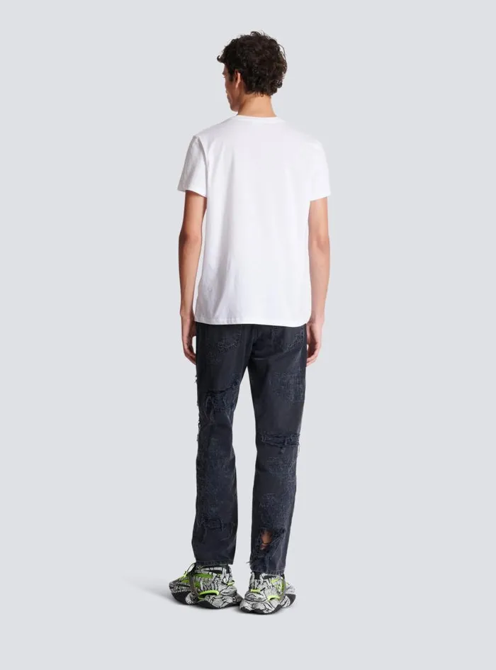 Balmain TShirts Men Flocked Tshirt White