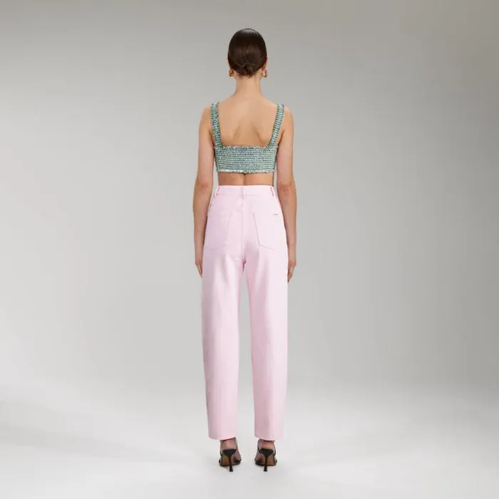 Bottoms Woman SelfPortrait Pink Crepe Trousers