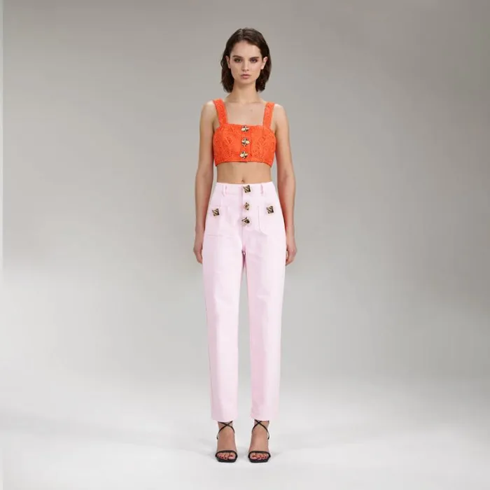 Bottoms Woman SelfPortrait Pink Crepe Trousers