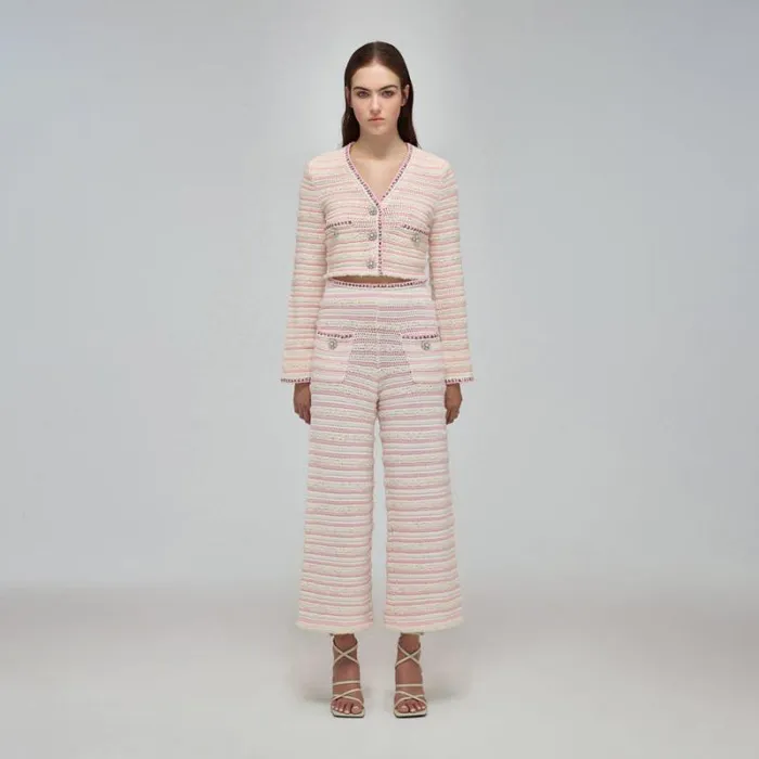 Bottoms Woman SelfPortrait Pink Crepe Trousers