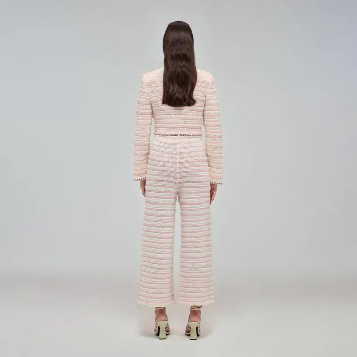 Bottoms Woman SelfPortrait Pink Crepe Trousers