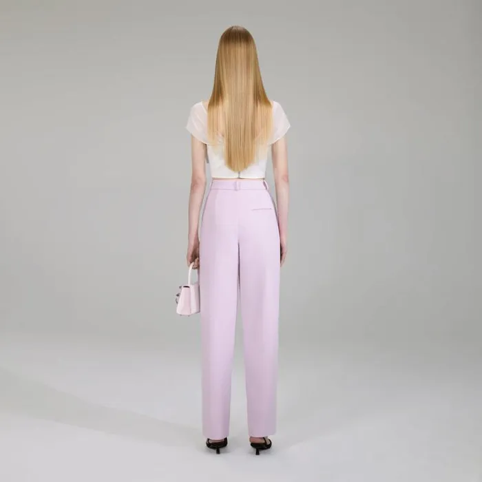 Bottoms Woman SelfPortrait Pink Crepe Trousers