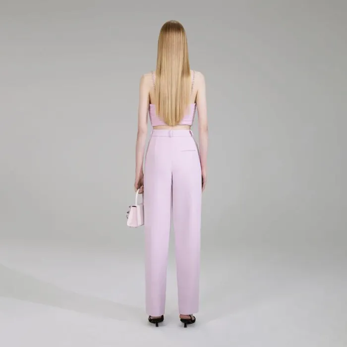 Bottoms Woman SelfPortrait Pink Crepe Trousers