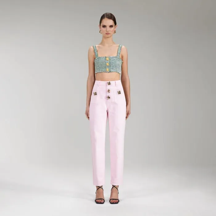 Bottoms Woman SelfPortrait Pink Crepe Trousers