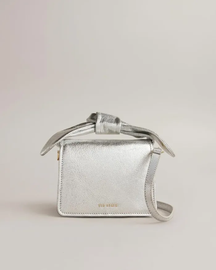 Bow Detail Metallic Crossbody Bag Silver Women Ted Baker Bags