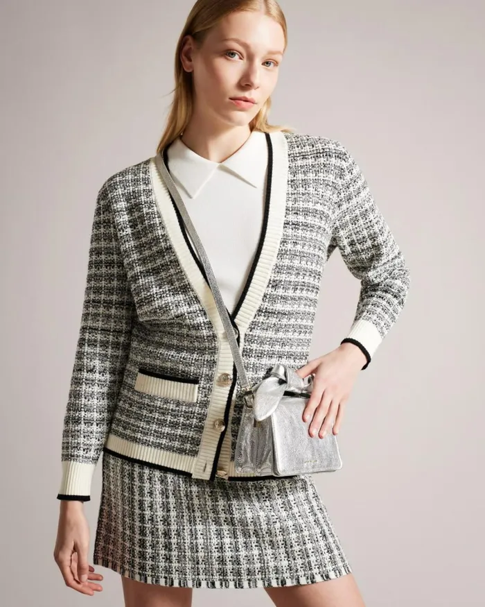 Bow Detail Metallic Crossbody Bag Silver Women Ted Baker Bags