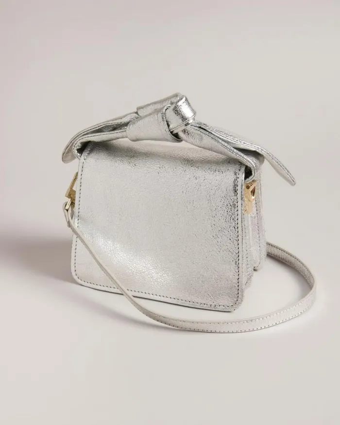 Bow Detail Metallic Crossbody Bag Silver Women Ted Baker Bags