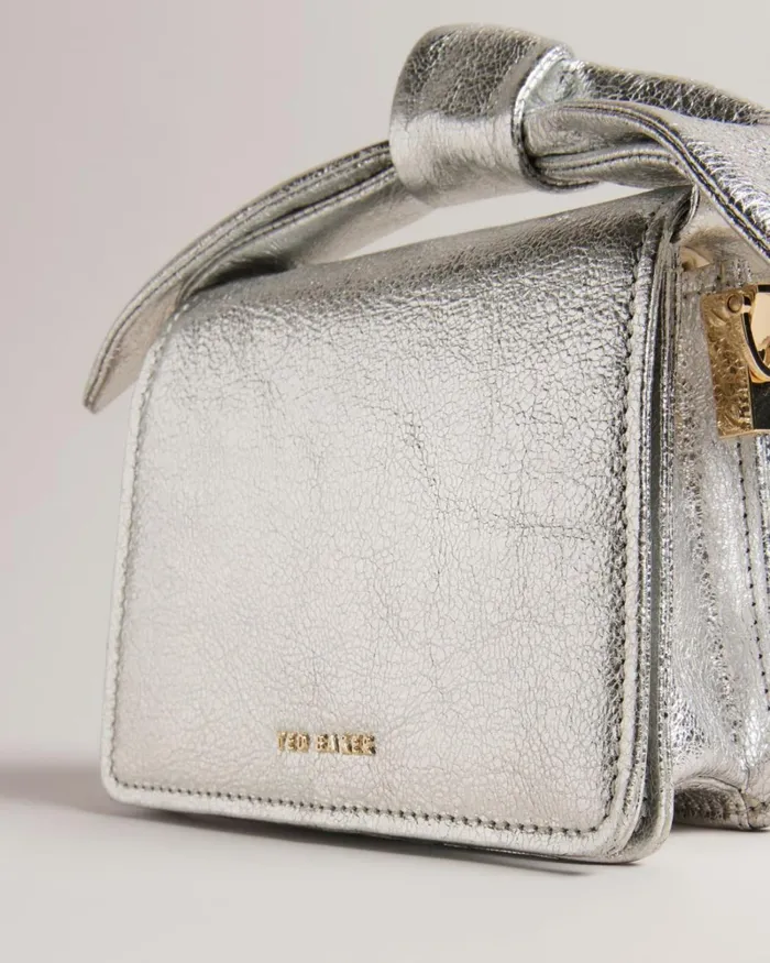 Bow Detail Metallic Crossbody Bag Silver Women Ted Baker Bags