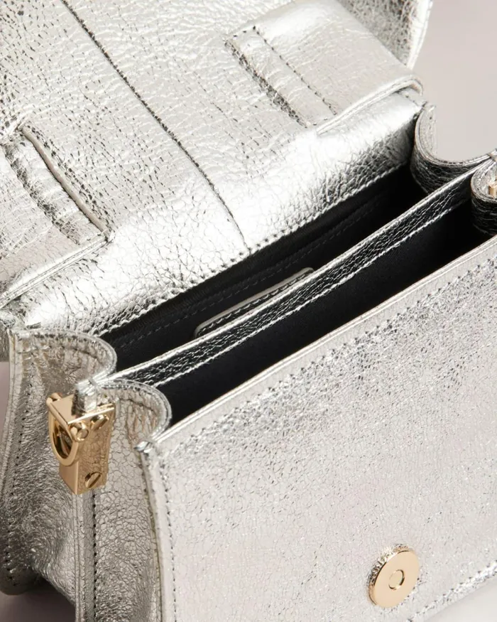 Bow Detail Metallic Crossbody Bag Silver Women Ted Baker Bags
