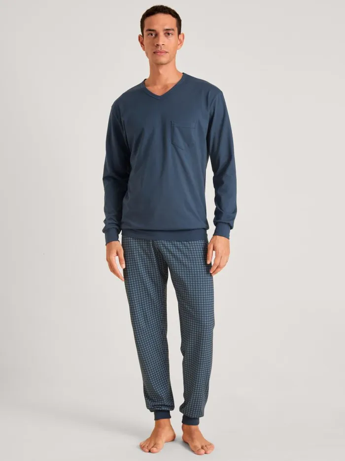 CALIDA Pyjamas Pyjama With Cuff Saragossa Blue 8211 Men