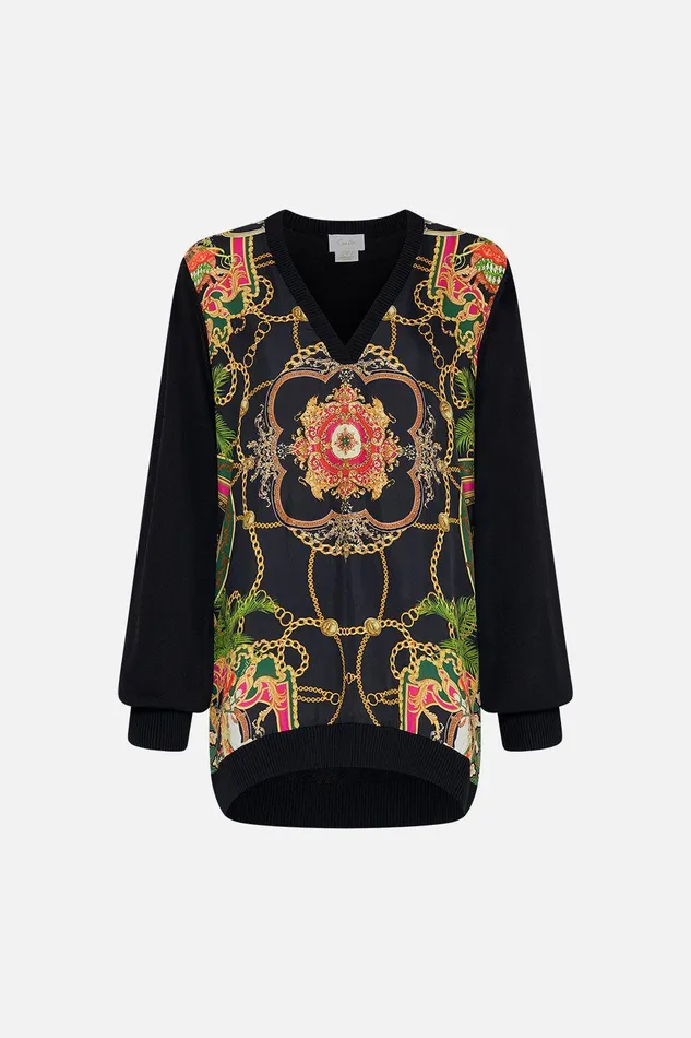 Camilla Knitwear V Neck Silk Front Jumper Jealousy And Jewels 8211 Womens Camilla Knitwear V Neck Silk Front Jumper Jealousy And Jewels 8211 Womens