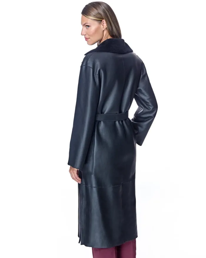 Coats Women039s Maximilian Belted Shearling Lamb Coat
