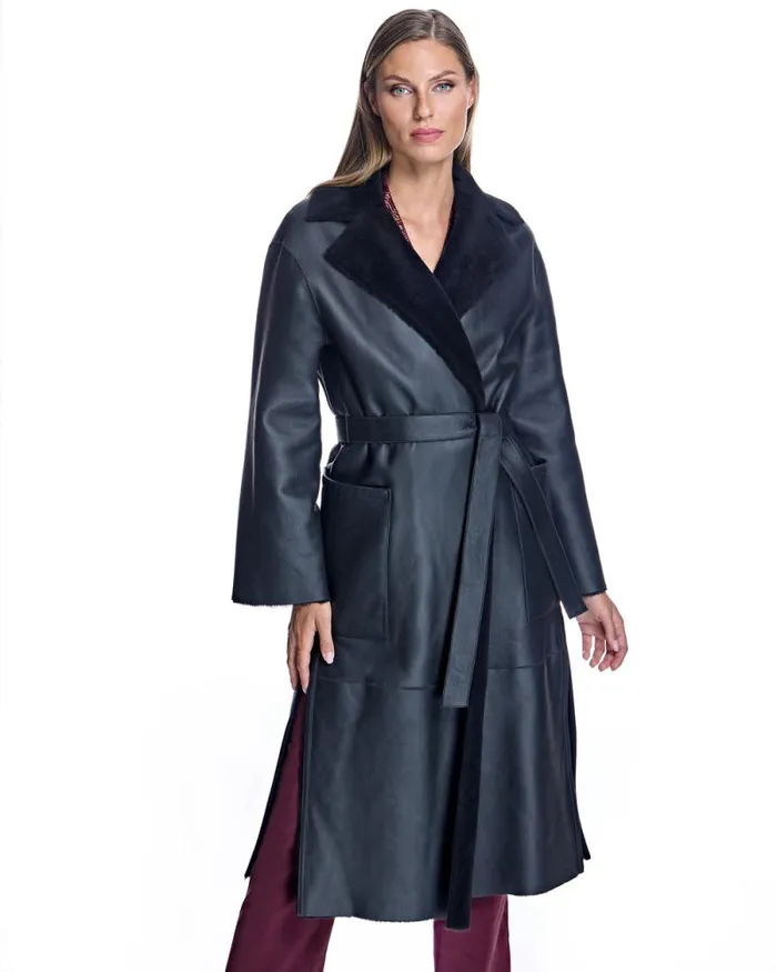 Coats Women039s Maximilian Belted Shearling Lamb Coat