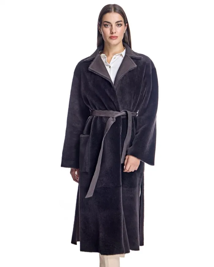 Coats Women039s Maximilian Belted Shearling Lamb Coat
