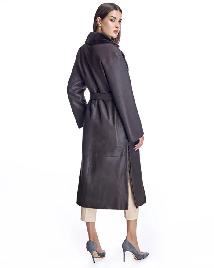 Coats Women039s Maximilian Belted Shearling Lamb Coat
