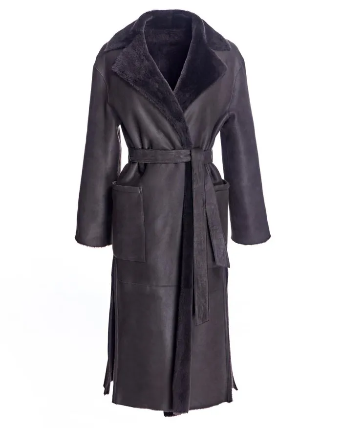 Coats Women039s Maximilian Belted Shearling Lamb Coat