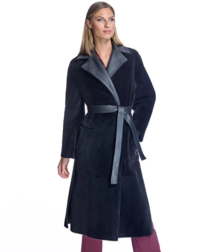 Coats Women039s Maximilian Belted Shearling Lamb Coat