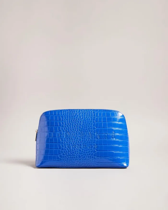Croc Detail Debossed Washbag Bright Blue Women Ted Baker Bags