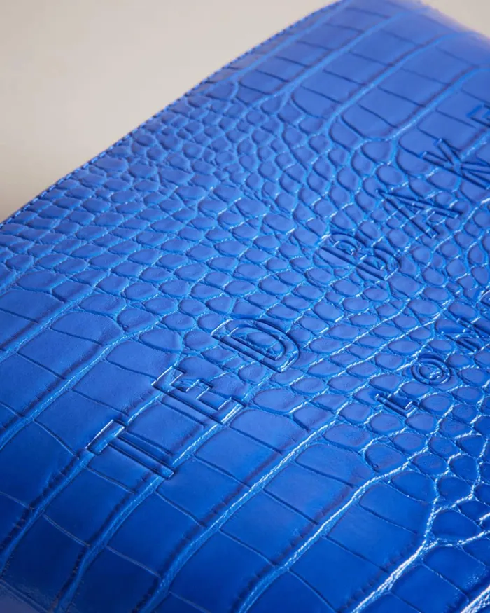 Croc Detail Debossed Washbag Bright Blue Women Ted Baker Bags