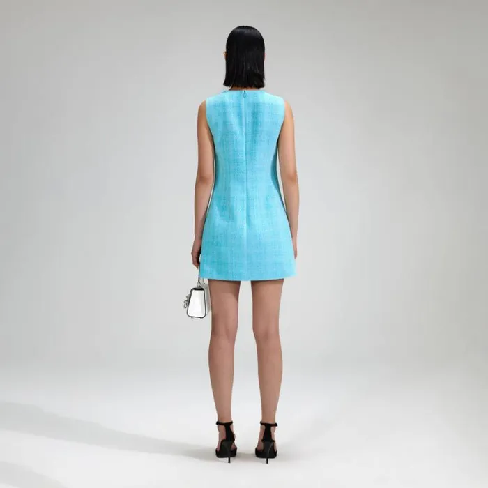 Dresses Woman SelfPortrait Blue Boucle Mini Dress Dresses Woman SelfPortrait Blue Boucle Mini Dress
