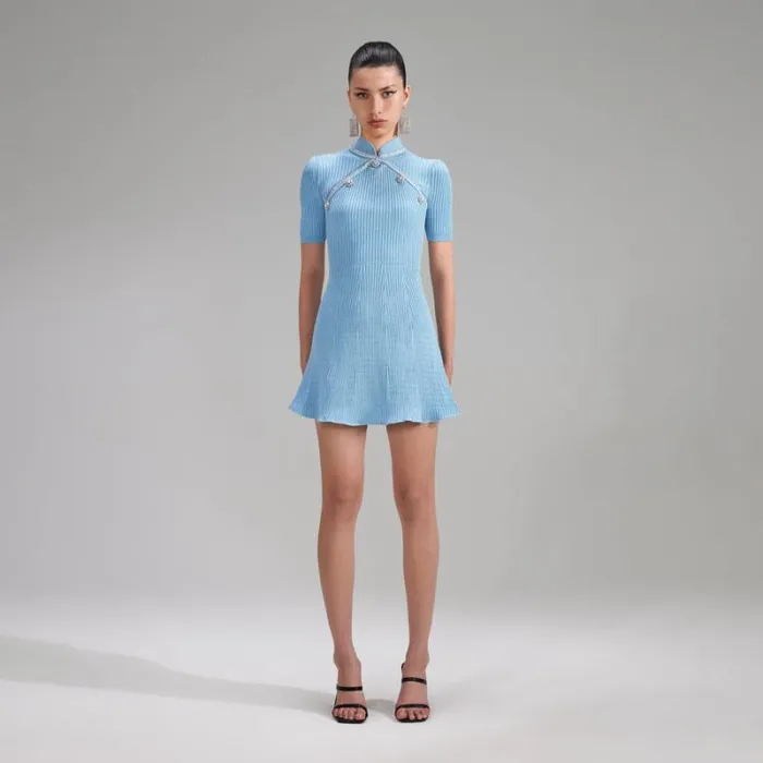 Dresses Woman SelfPortrait Blue Lurex Knitted Mini Dress Dresses Woman SelfPortrait Blue Lurex Knitted Mini Dress