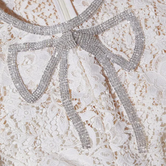 Dresses Woman SelfPortrait Cream Cord Lace Bow Maxi Dress Dresses Woman SelfPortrait Cream Cord Lace Bow Maxi Dress
