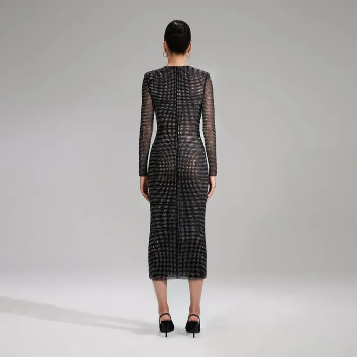 Dresses Woman SelfPortrait Diamant Fishnet Off Shoulder Midi Dress Dresses Woman SelfPortrait Diamant Fishnet Off Shoulder Midi Dress