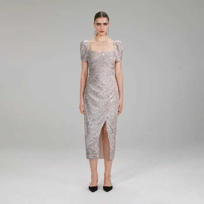 Dresses Woman SelfPortrait Diamant Fishnet Off Shoulder Midi Dress Dresses Woman SelfPortrait Diamant Fishnet Off Shoulder Midi Dress