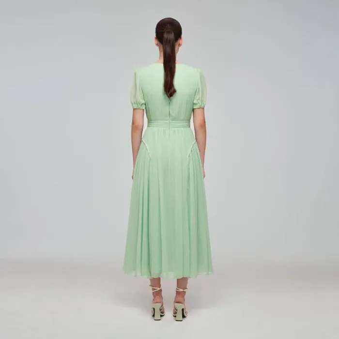 Dresses Woman SelfPortrait Green Tiered Cord Lace Maxi Dress Dresses Woman SelfPortrait Green Tiered Cord Lace Maxi Dress