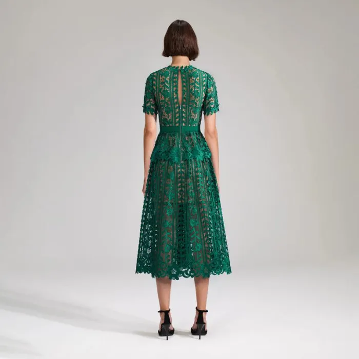 Dresses Woman SelfPortrait Navy Lace Midi Dress Dresses Woman SelfPortrait Navy Lace Midi Dress