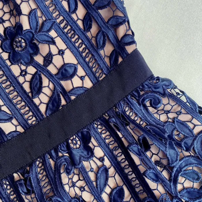 Dresses Woman SelfPortrait Navy Lace Midi Dress Dresses Woman SelfPortrait Navy Lace Midi Dress